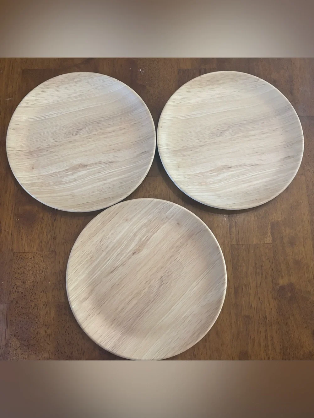 Tommy Bahama Faux Light Wood Grain Melamine Plates Set Of 3 7.5”